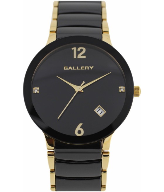 שעון נשים: GALLERY 17343-12
שעון גלרי שחור-ציפוי זהב / קרמי עם 2 אבנים