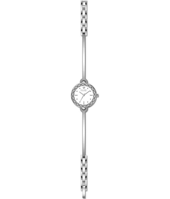 שעון גלרי לאישה בנגל מתכתי כסוף רקע לוח לבן 17403-1