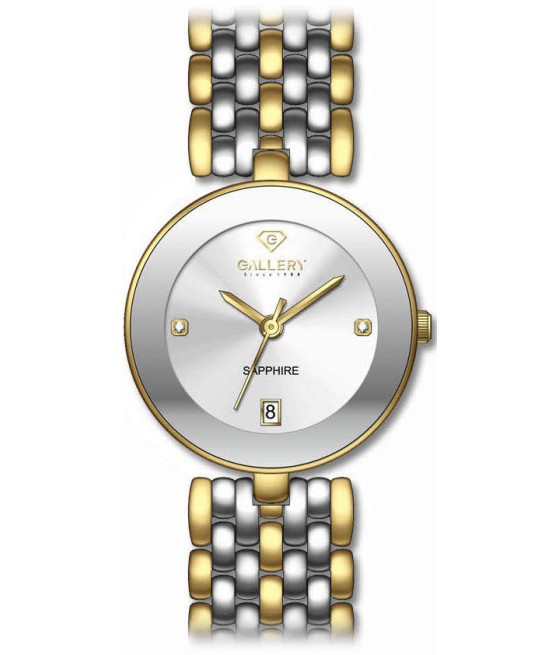 שעון גלרי לאישה GALLERY 17533-15
מתכתי כסוף משולב ציפוי זהב / לוח מתכתי לבן 2 אבנים סברובסק .