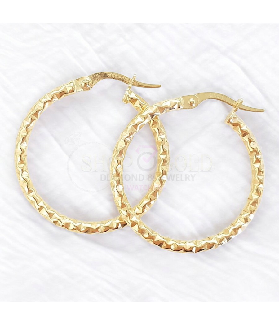 Gold hoop earrings, 25 Mm.