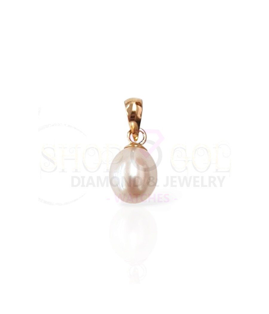 14K Gold Pendant Real Pearl 6.5mm