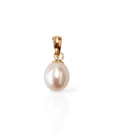 14K Gold Pendant Real Pearl 6.5mm