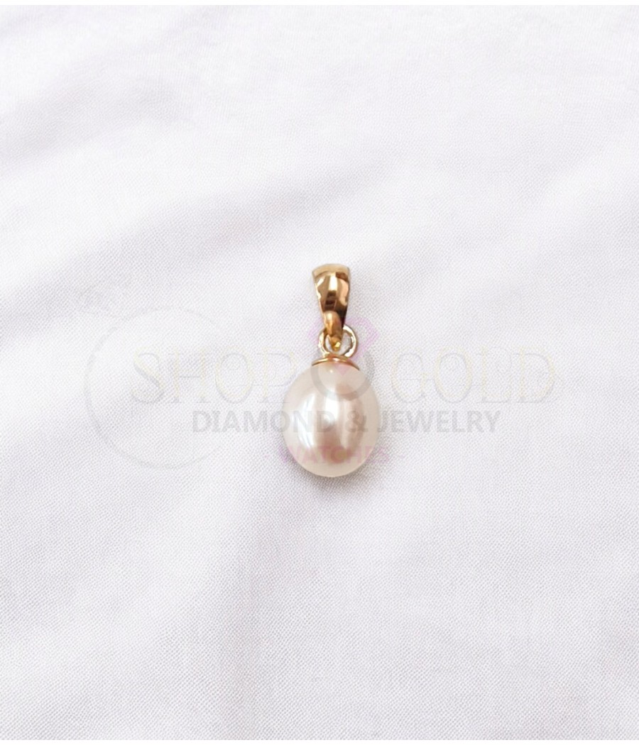 14K Gold Pendant Real Pearl 6.5mm