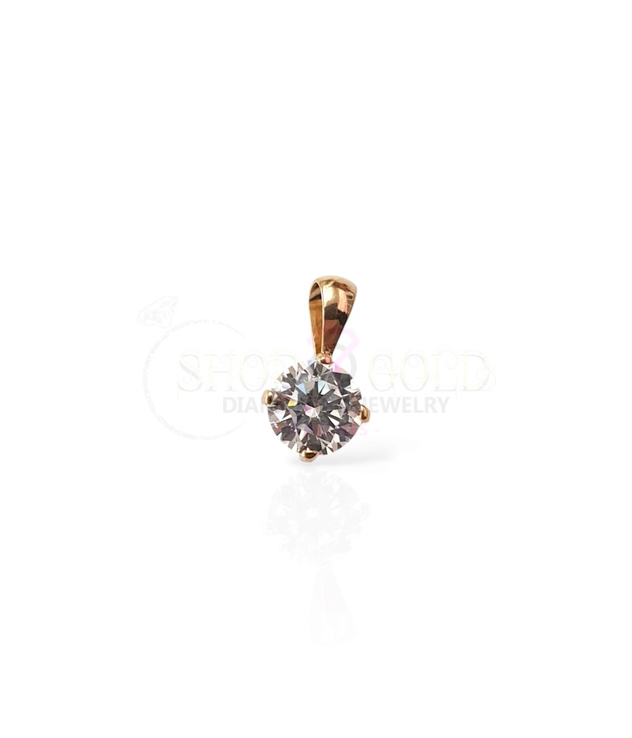 14K gold pendant, set with 5 mm zircon