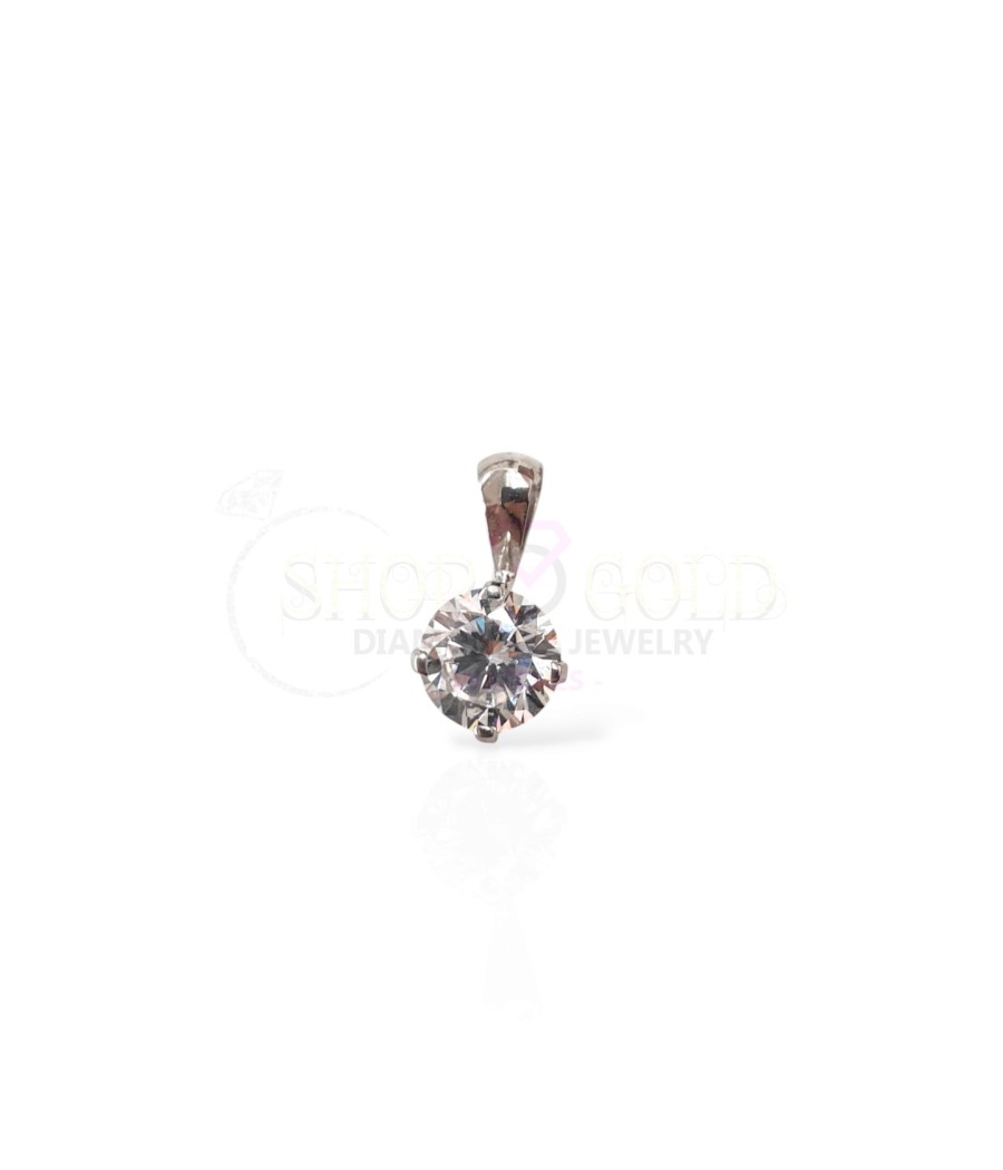 14K gold pendant, set with 6 mm zircon