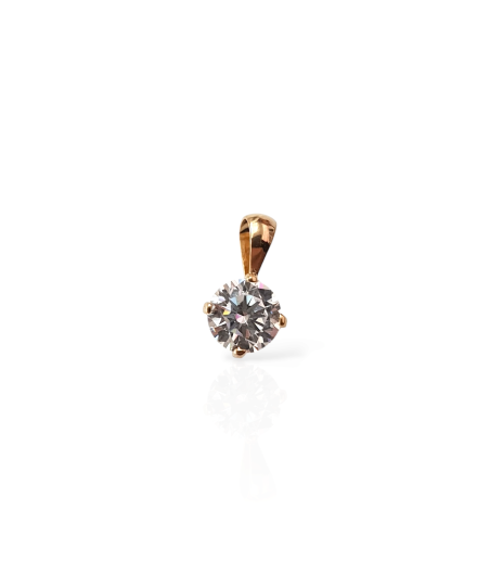 14K gold pendant, set with 6 mm zircon