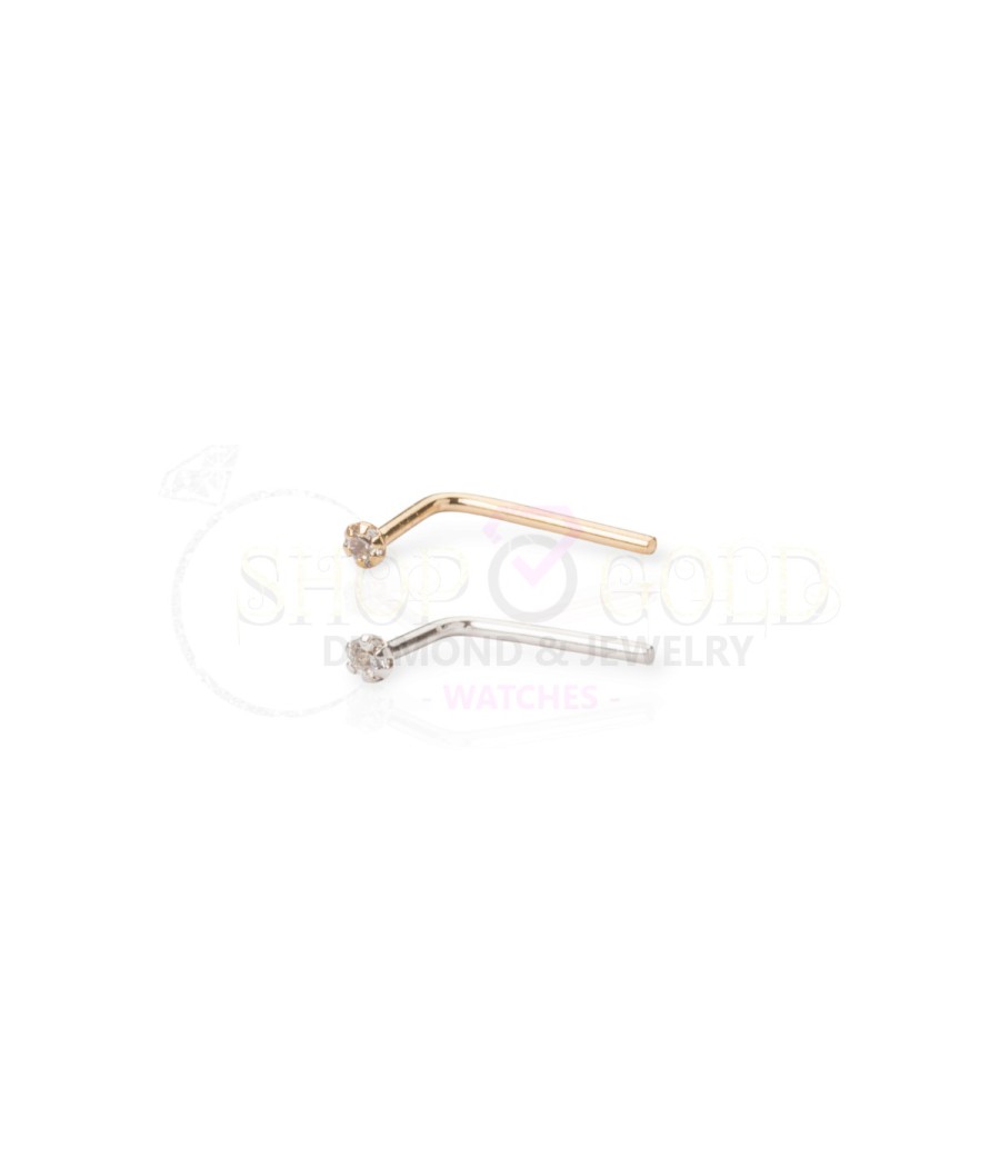 14K Gold Nose Ring with Zircon