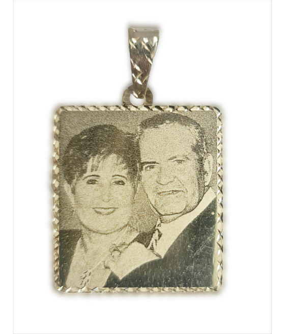 Rectangular photo engraving pendant