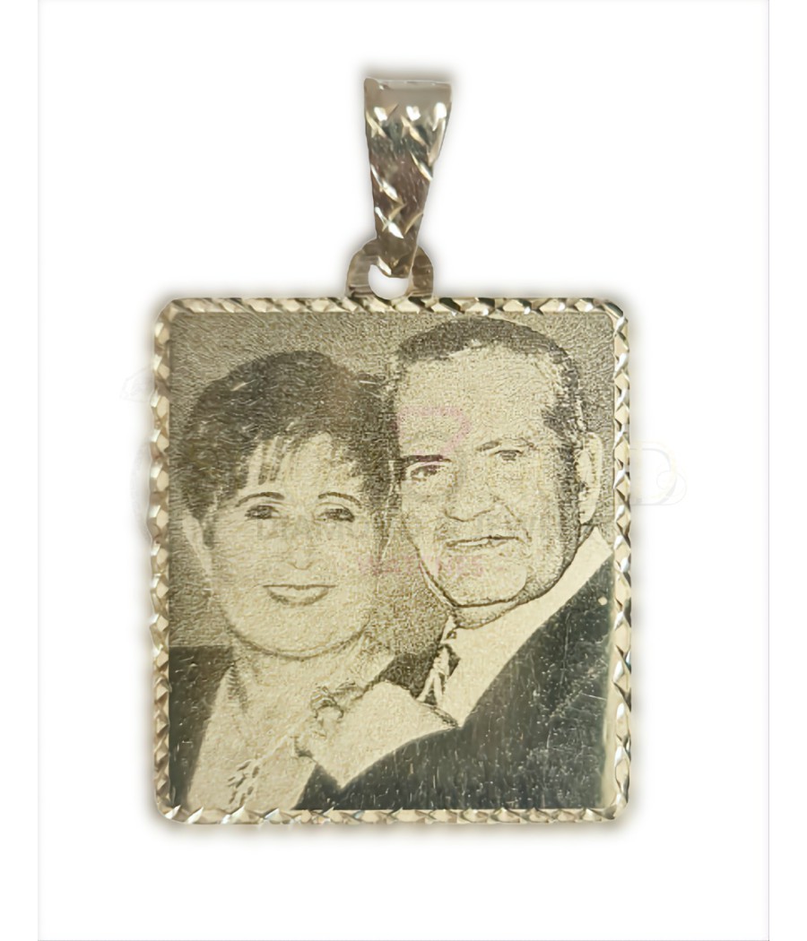 Rectangular photo engraving pendant