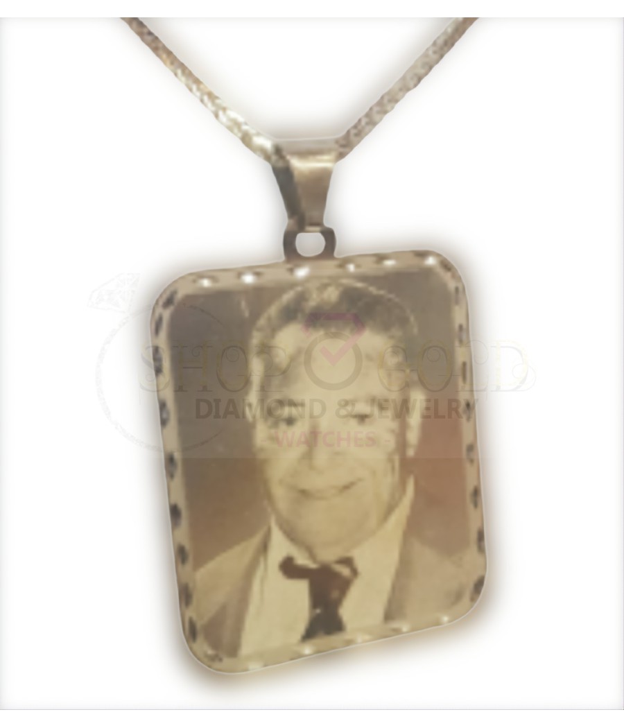 Rectangular photo engraving pendant