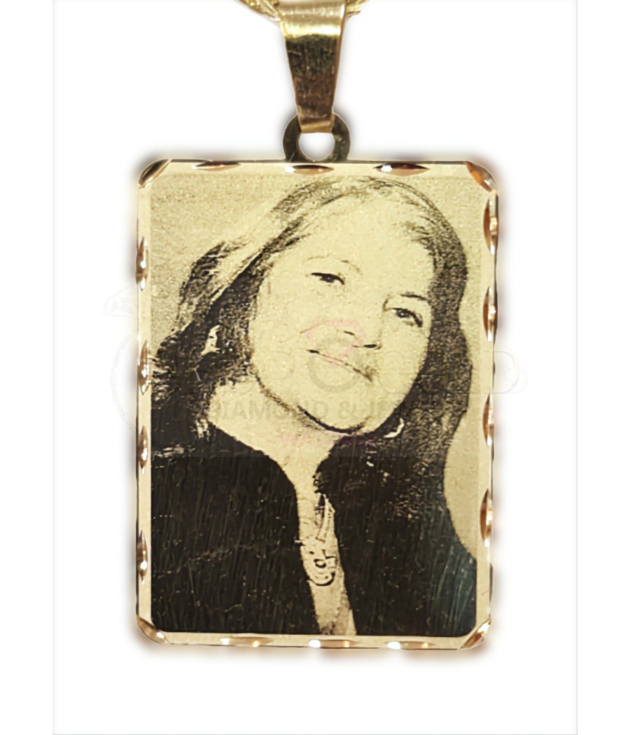 Rectangular photo engraving pendant