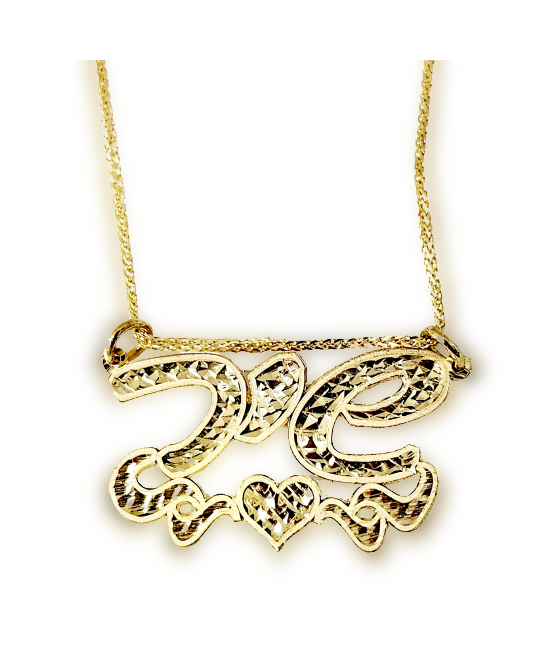 Pendant necklace, name "שיר" or any inscription.
